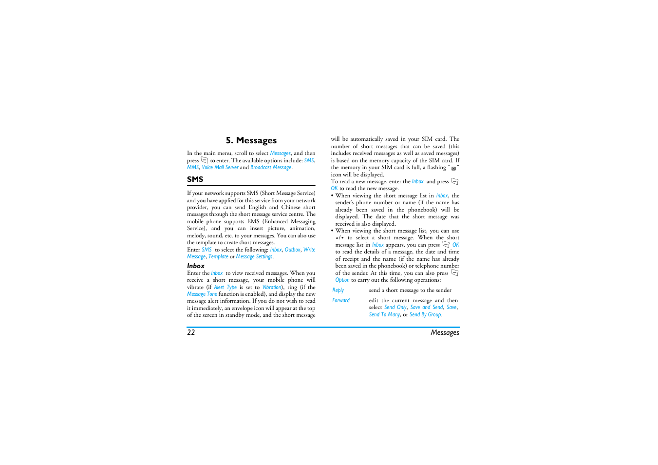 Messages | Philips S890 User Manual | Page 23 / 75
