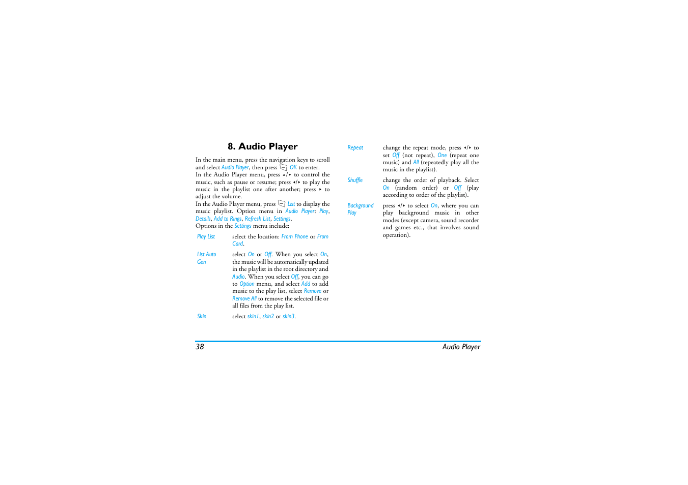 Audio player | Philips S890 User Manual | Page 39 / 75