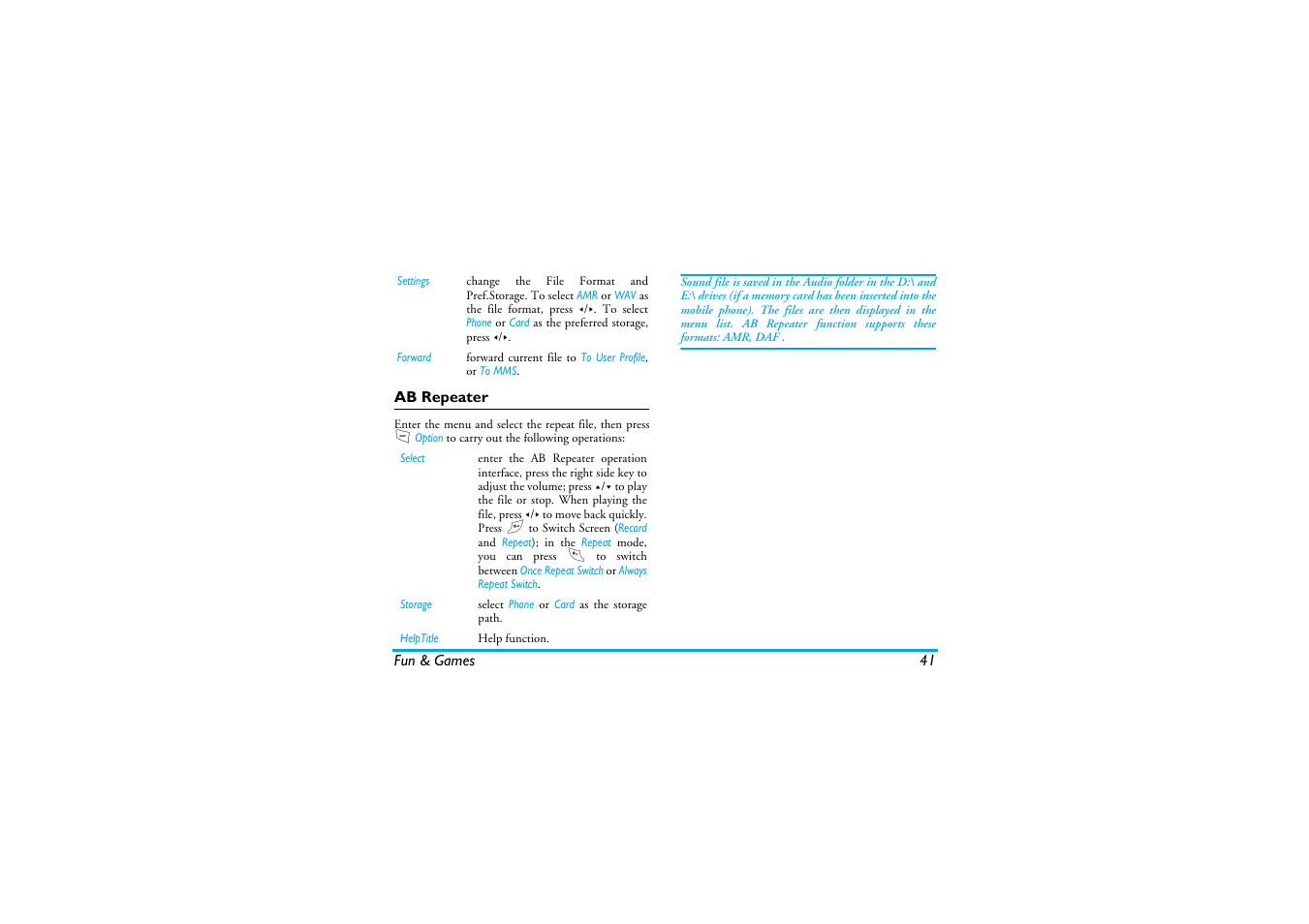 Ab repeater | Philips S890 User Manual | Page 42 / 75