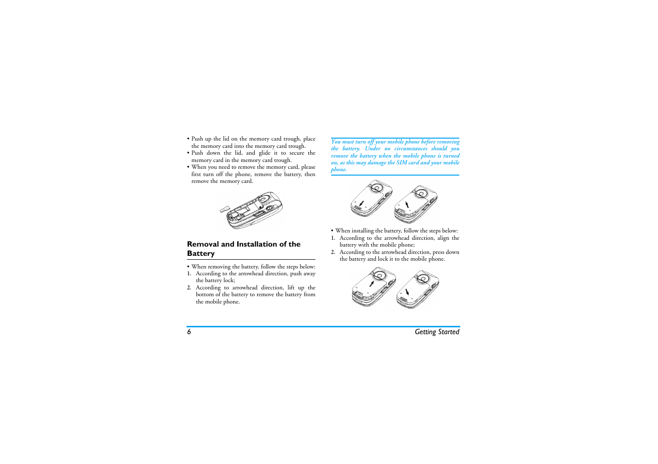 Removal and installation of the battery | Philips S890 User Manual | Page 7 / 75
