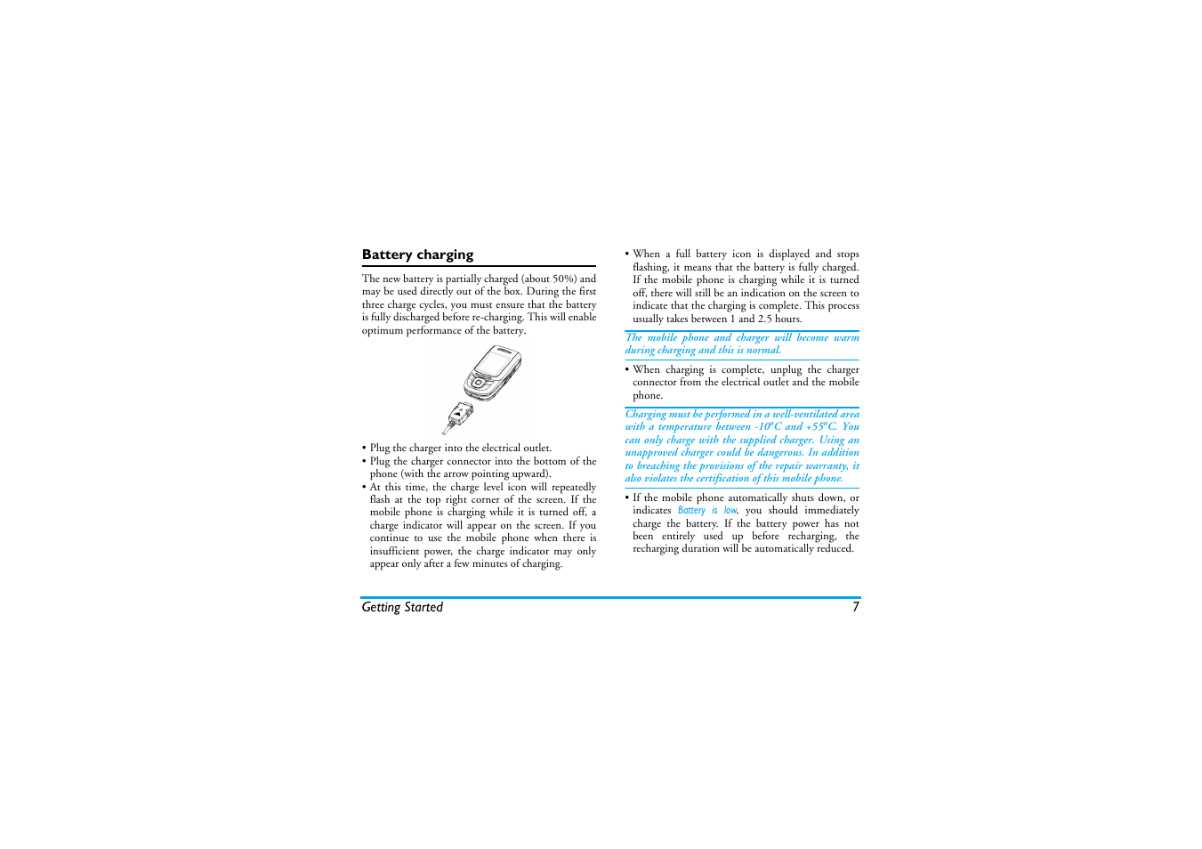 Battery charging | Philips S890 User Manual | Page 8 / 75