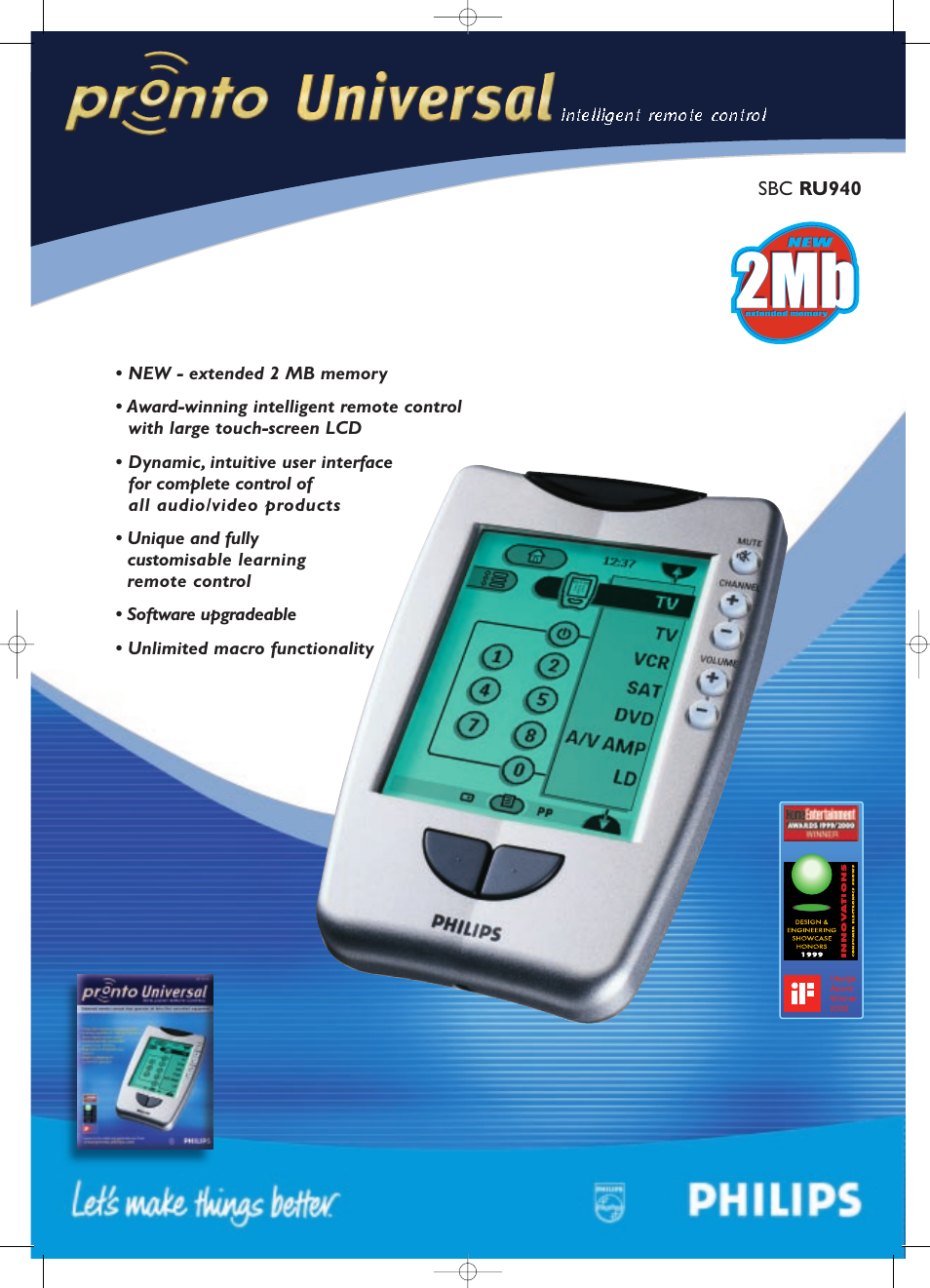 Philips Pronto SBCRU940 User Manual | 2 pages
