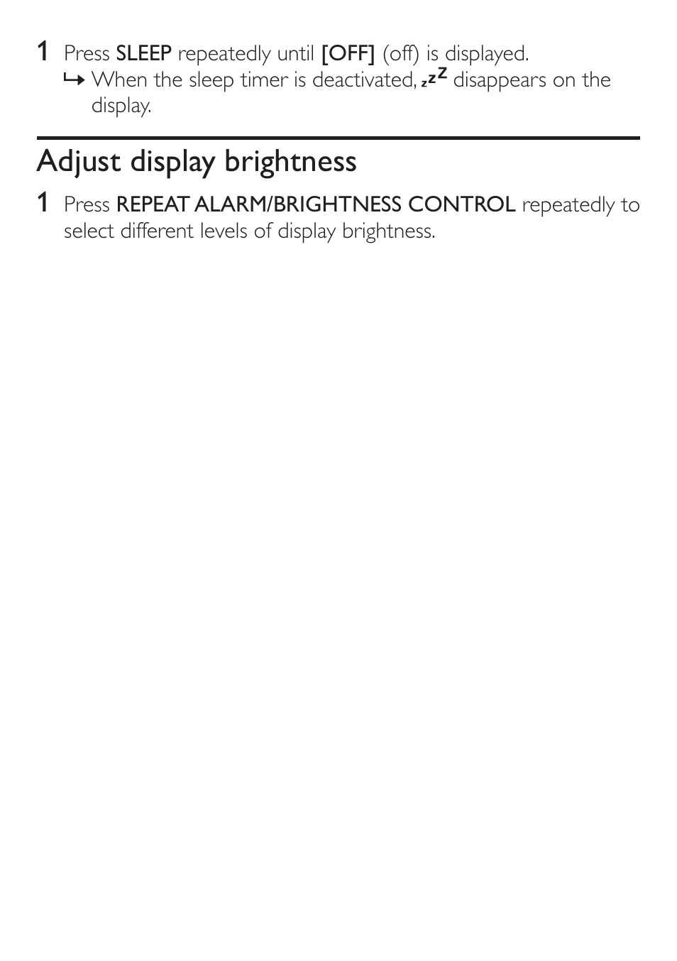 Adjust display brightness | Philips AJ3551/12 User Manual | Page 16 / 20