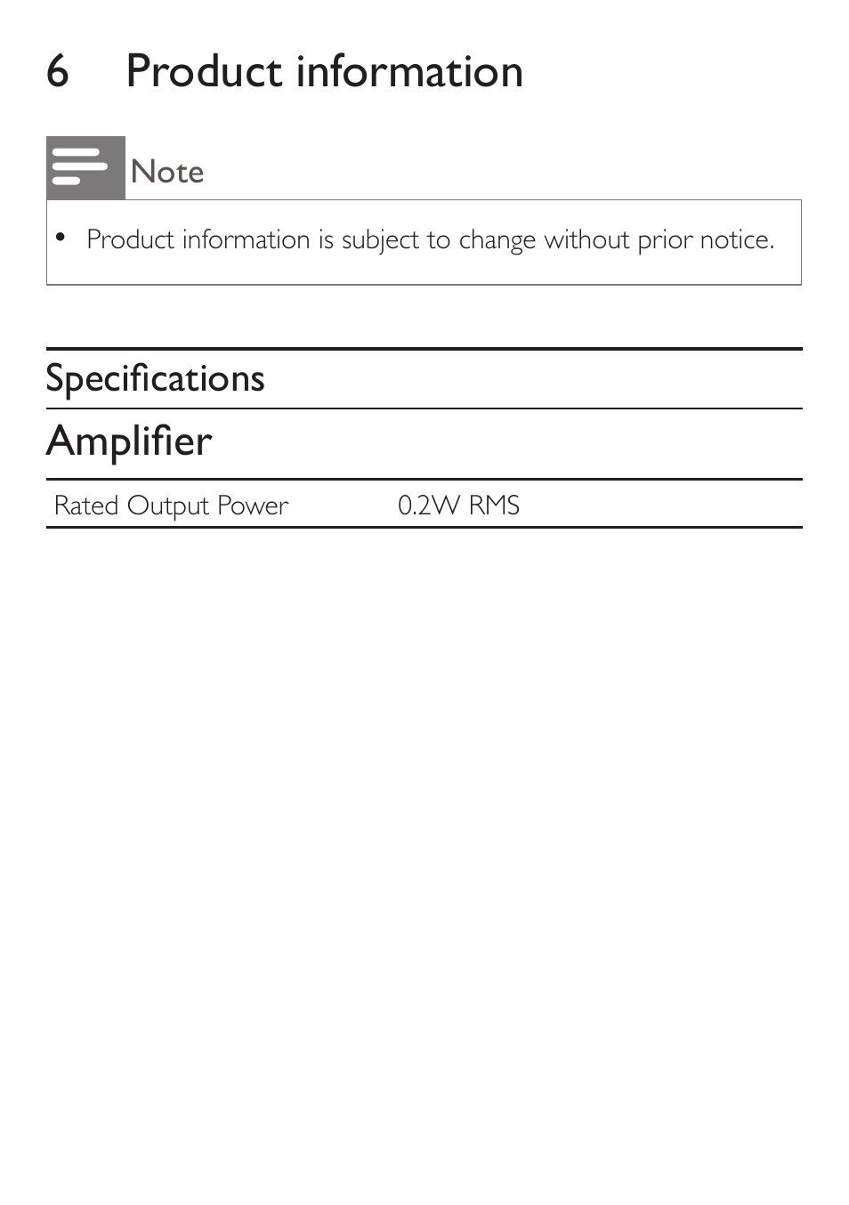 6 product information, Amplifi er | Philips AJ3551/12 User Manual | Page 17 / 20