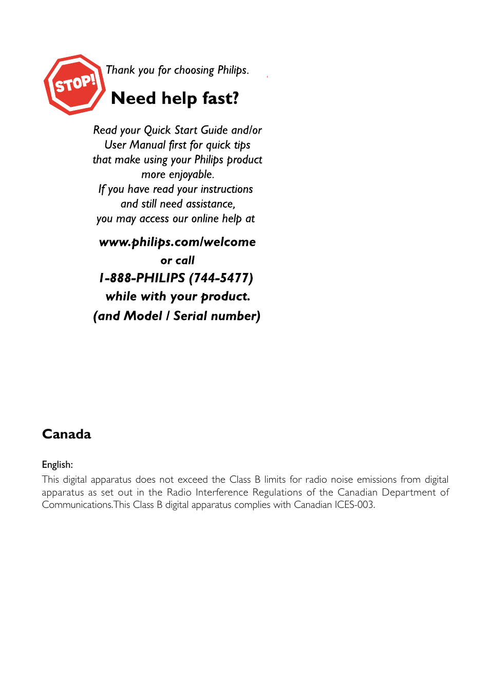 Canada | Philips SBA1710 User Manual | Page 2 / 14