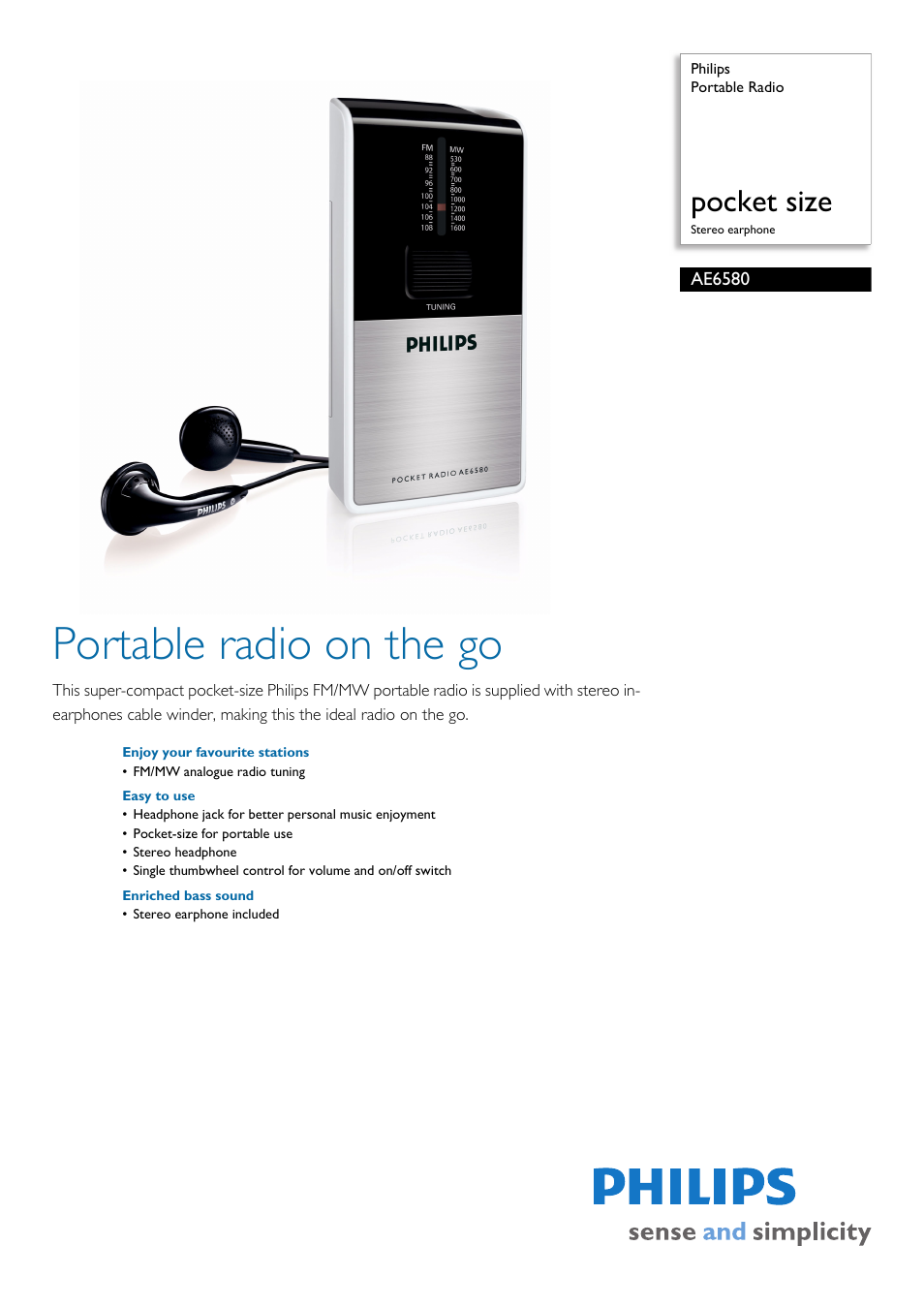 Philips AE6580 User Manual | 2 pages