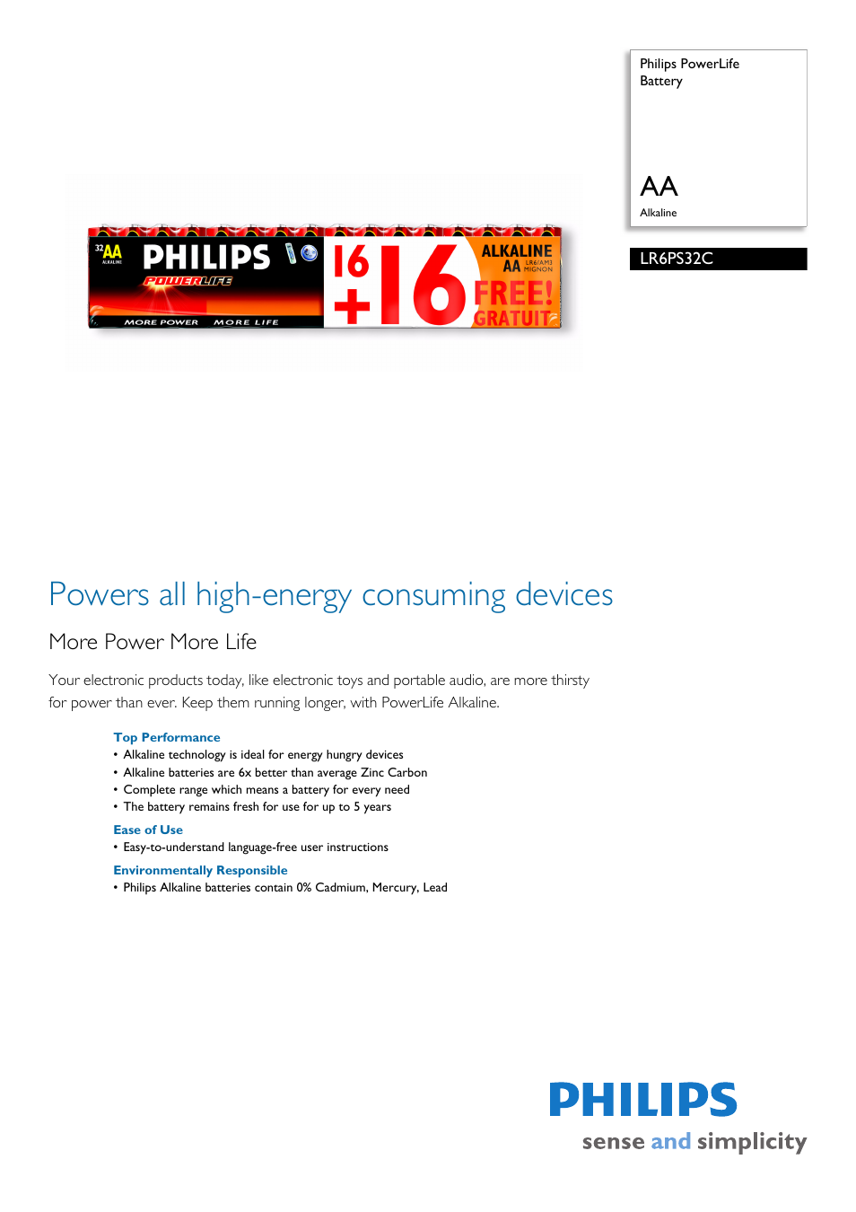 Philips LR6PS32C User Manual | 2 pages