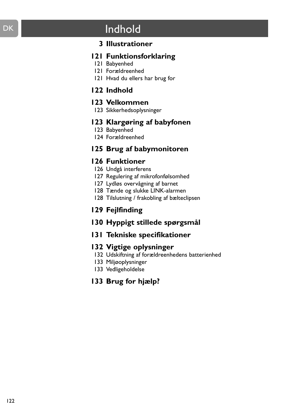 Indhold | Philips SC468 User Manual | Page 122 / 173