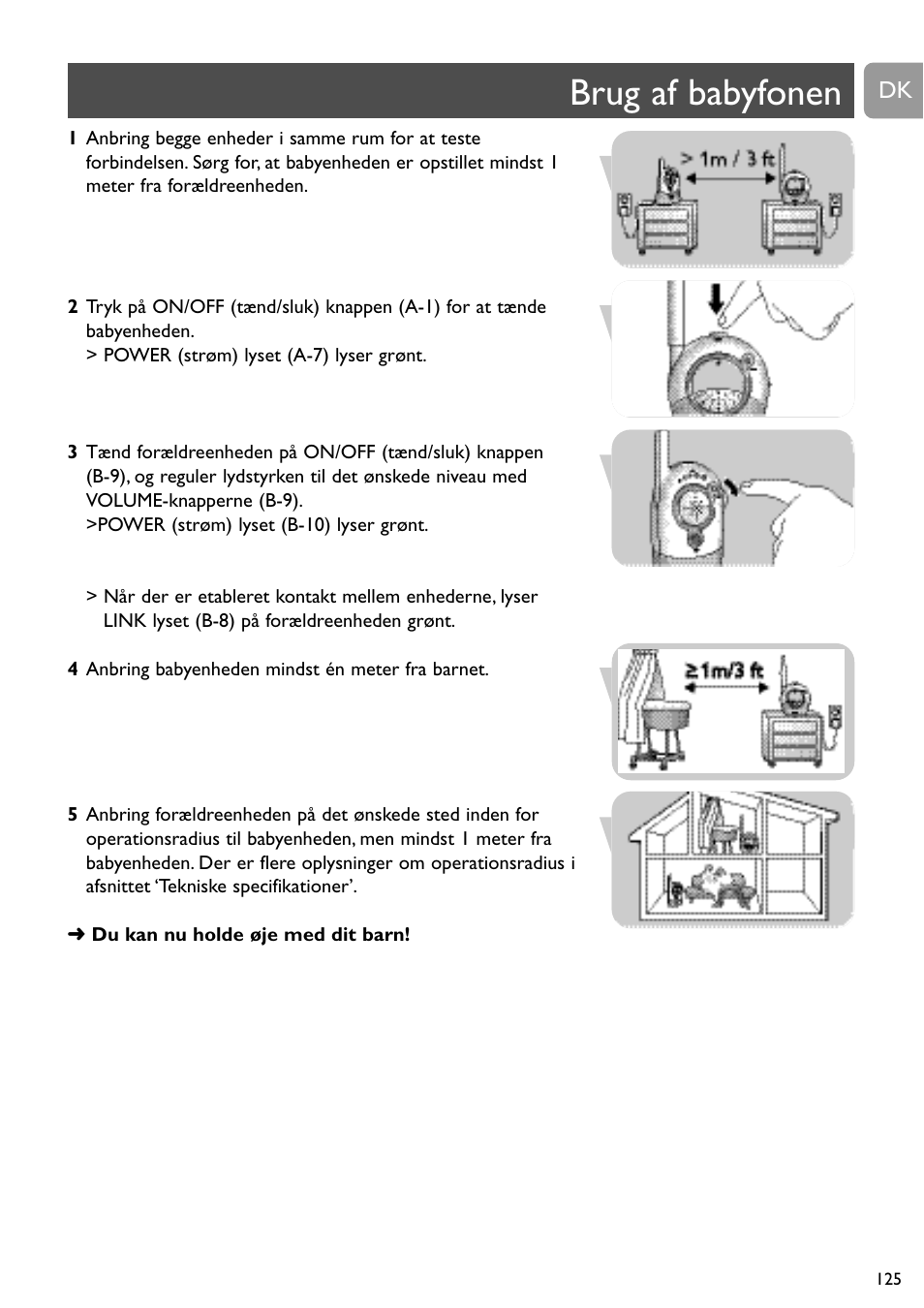 Brug af babyfonen | Philips SC468 User Manual | Page 125 / 173