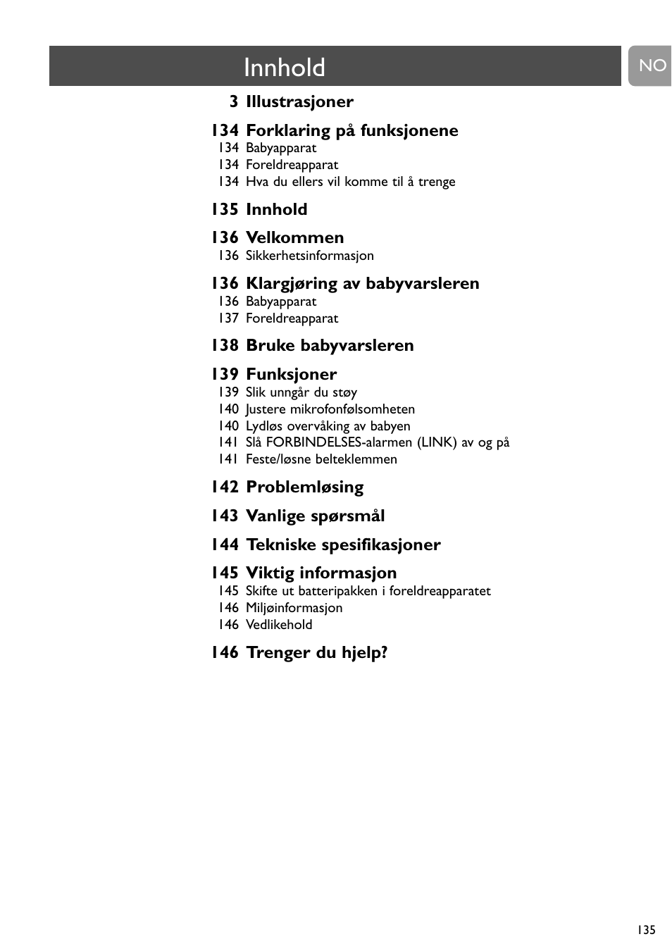 Innhold | Philips SC468 User Manual | Page 135 / 173