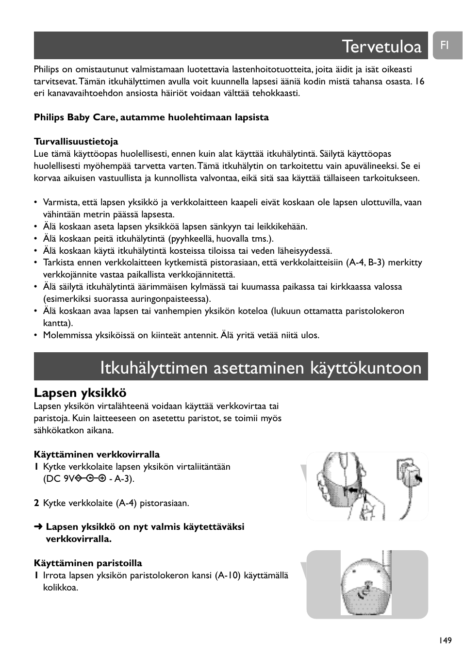 Lapsen yksikkö | Philips SC468 User Manual | Page 149 / 173