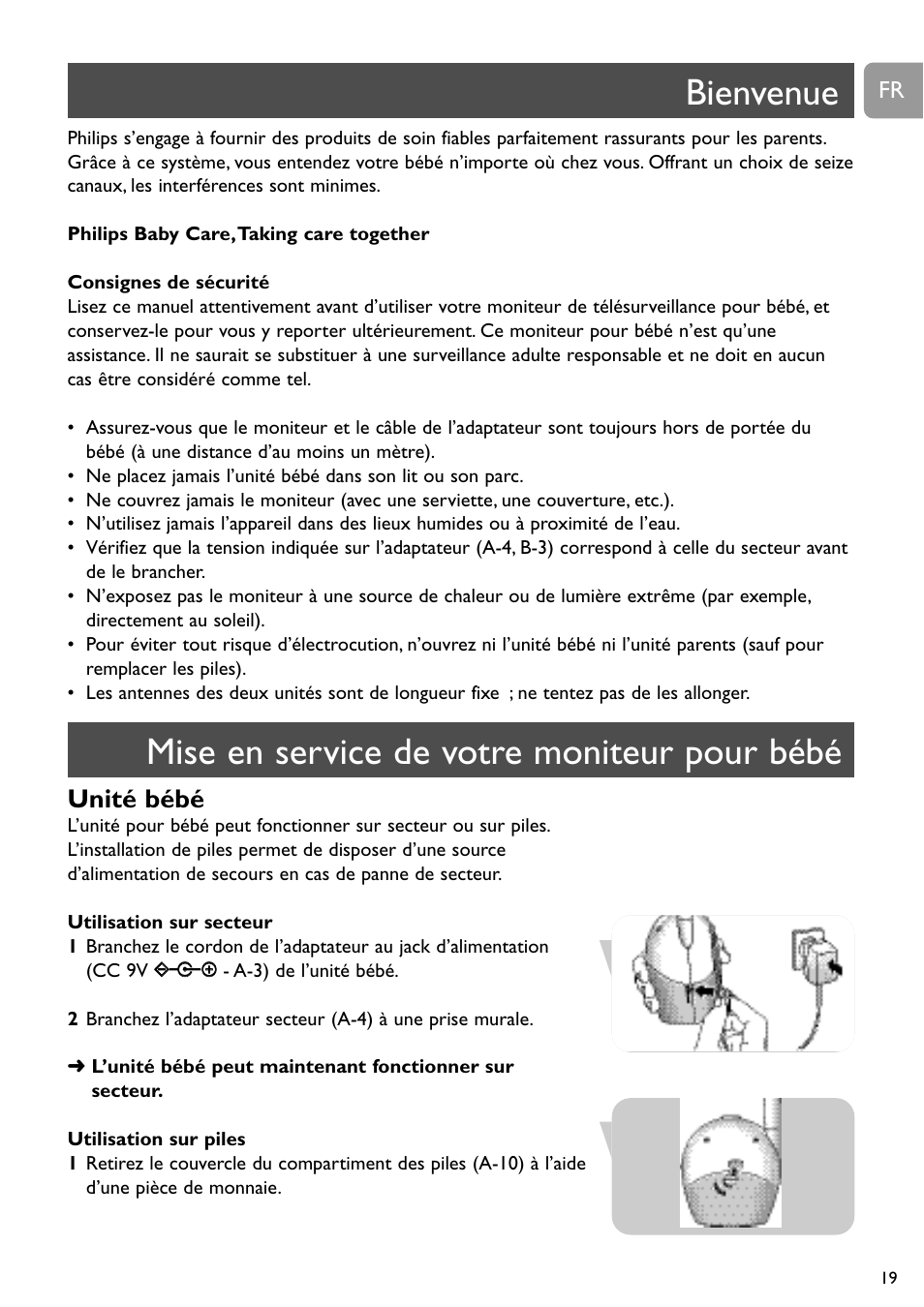 Unité bébé | Philips SC468 User Manual | Page 19 / 173