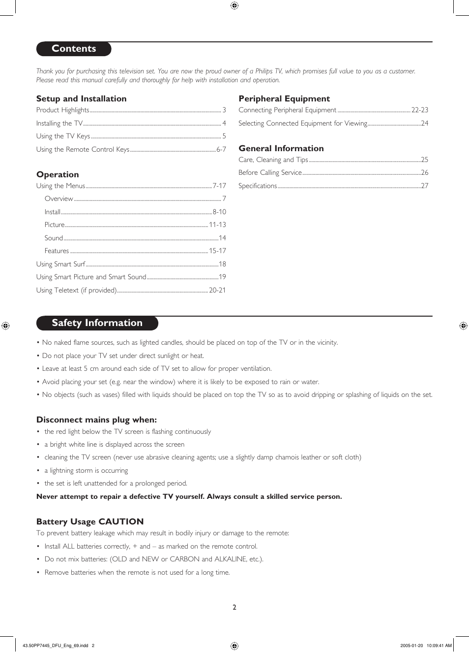 Philips 43PP7445 User Manual | Page 2 / 28