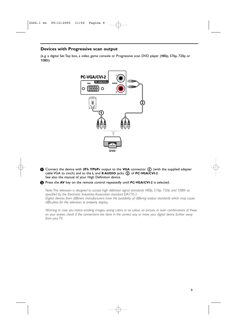 Devices with progressive scan output | Philips 42PF5320/79 User Manual | Page 11 / 28