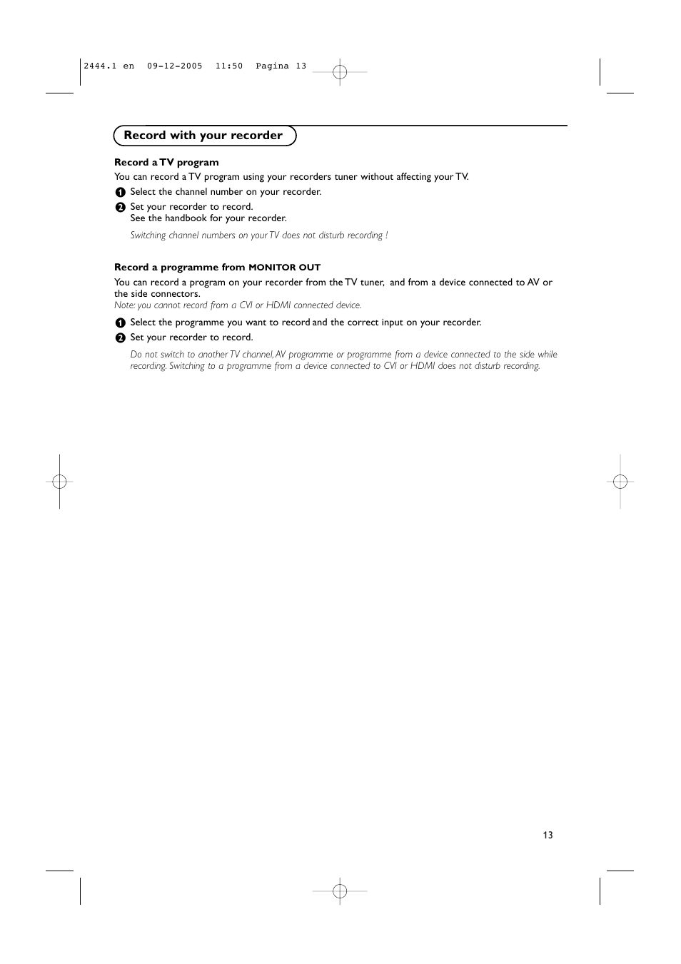 Record with your recorder | Philips 42PF5320/79 User Manual | Page 15 / 28