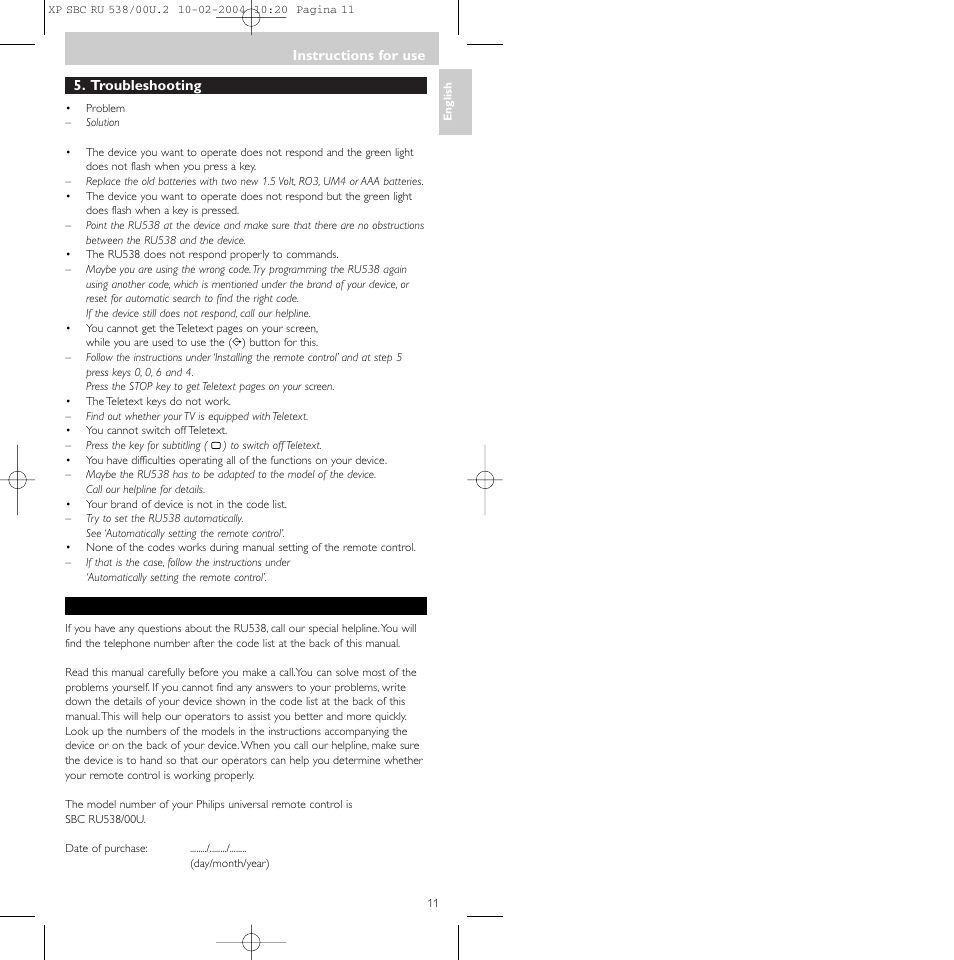 Philips SBC RU 538/00 User Manual | Page 11 / 78