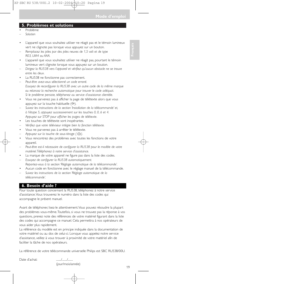 Philips SBC RU 538/00 User Manual | Page 19 / 78