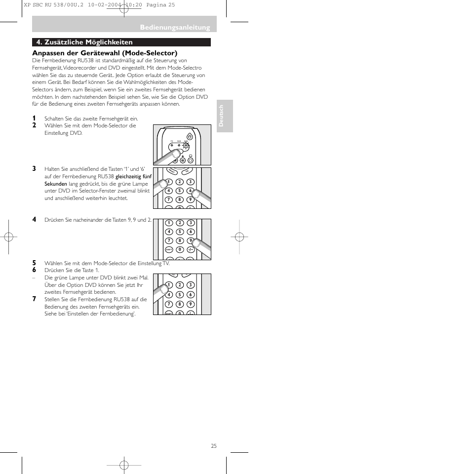 Bedienungsanleitung | Philips SBC RU 538/00 User Manual | Page 25 / 78