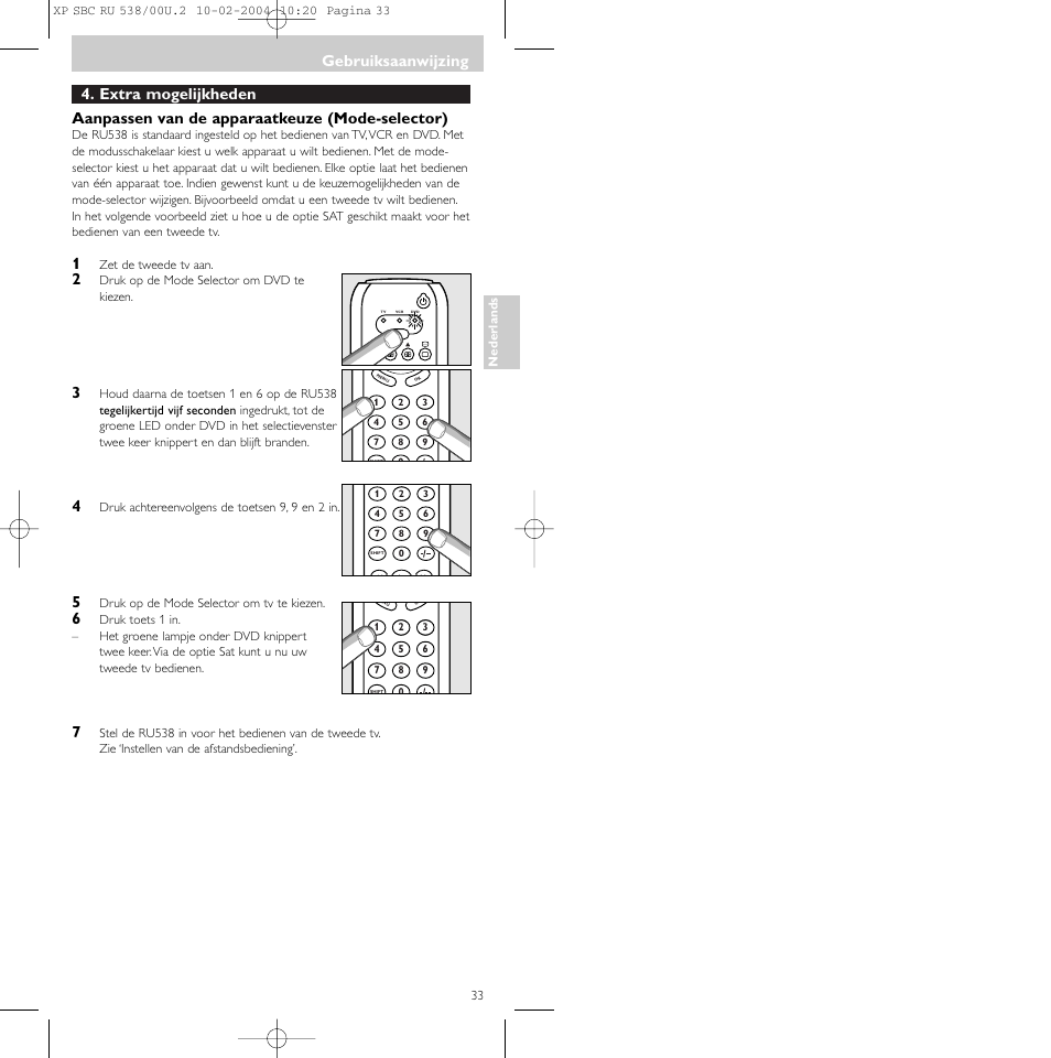 Gebruiksaanwijzing | Philips SBC RU 538/00 User Manual | Page 33 / 78