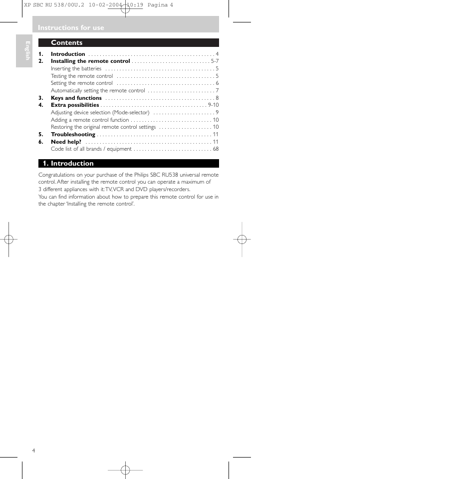 Philips SBC RU 538/00 User Manual | Page 4 / 78