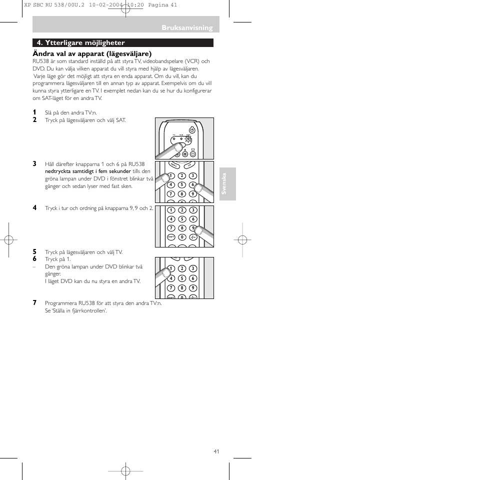 Bruksanvisning | Philips SBC RU 538/00 User Manual | Page 41 / 78