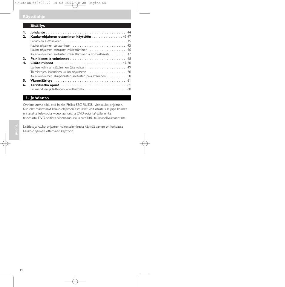 Philips SBC RU 538/00 User Manual | Page 44 / 78