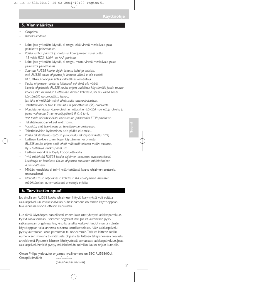 Philips SBC RU 538/00 User Manual | Page 51 / 78
