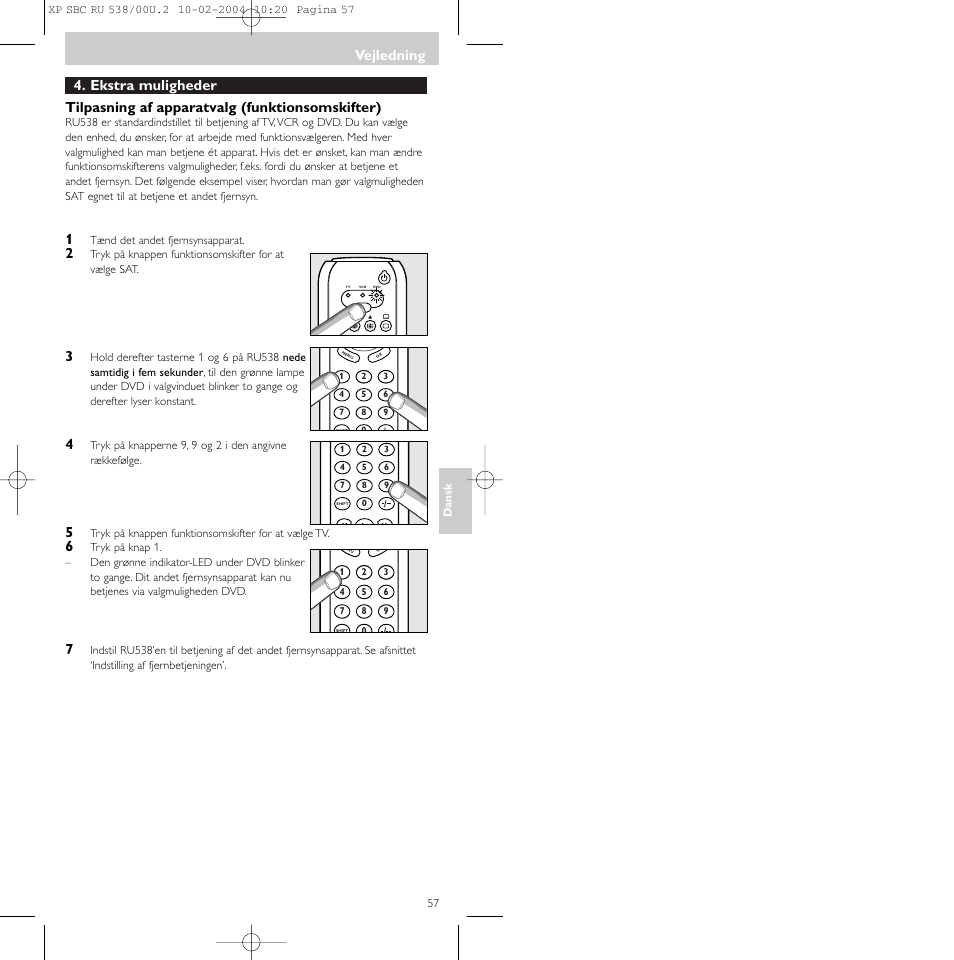 Vejledning | Philips SBC RU 538/00 User Manual | Page 57 / 78