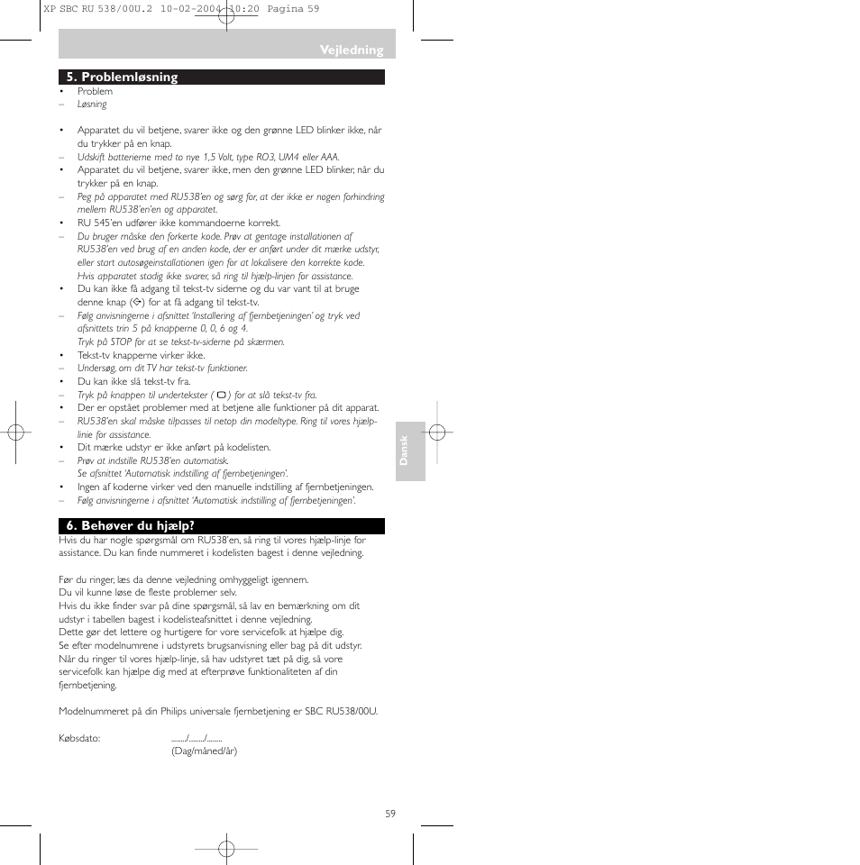 Philips SBC RU 538/00 User Manual | Page 59 / 78