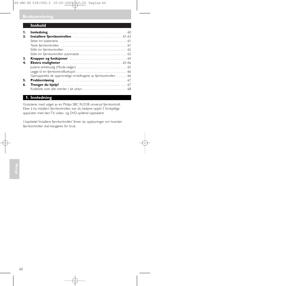 Philips SBC RU 538/00 User Manual | Page 60 / 78