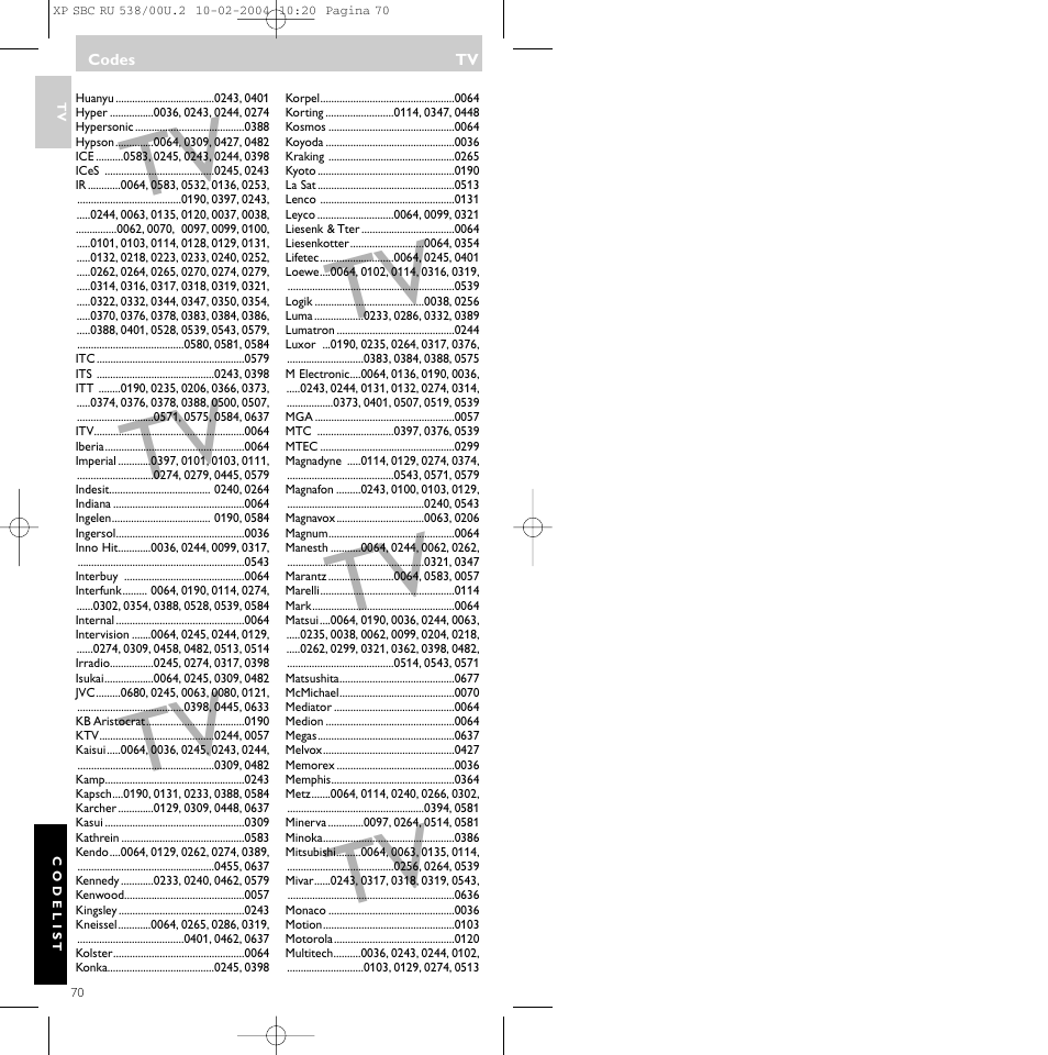 Philips SBC RU 538/00 User Manual | Page 70 / 78