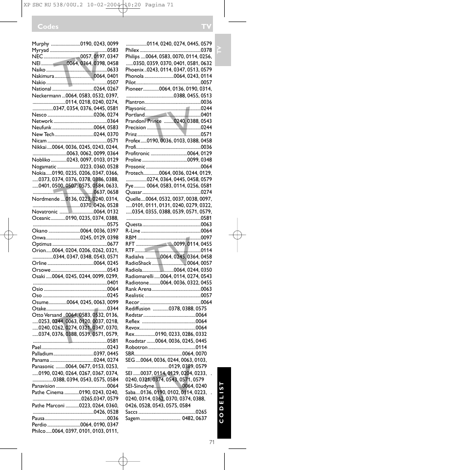 Philips SBC RU 538/00 User Manual | Page 71 / 78