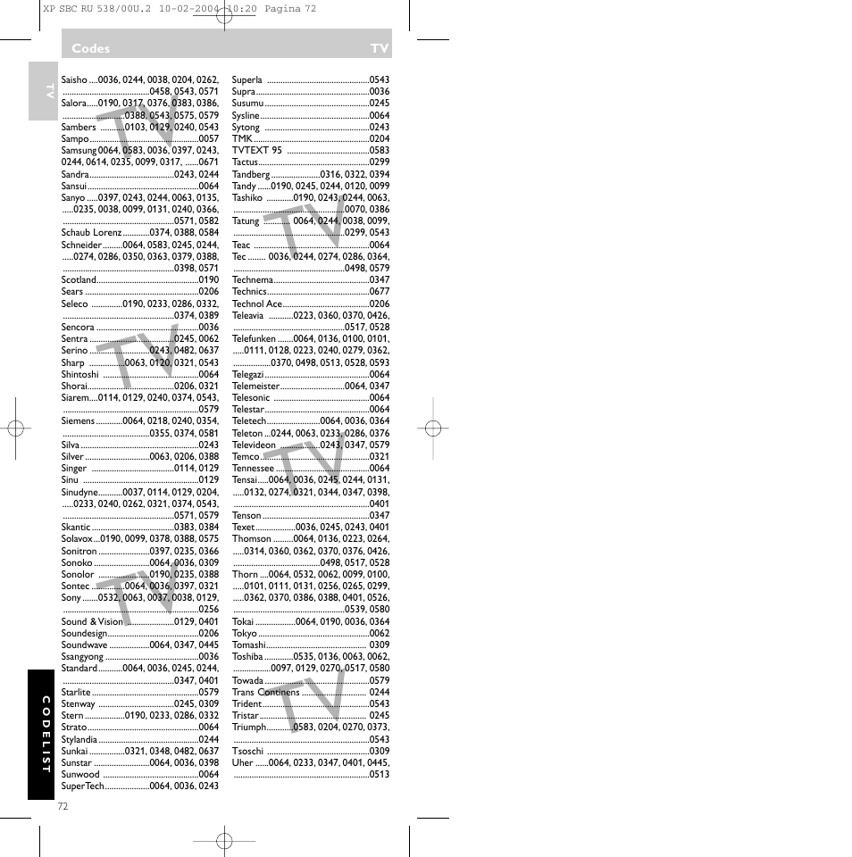 Philips SBC RU 538/00 User Manual | Page 72 / 78