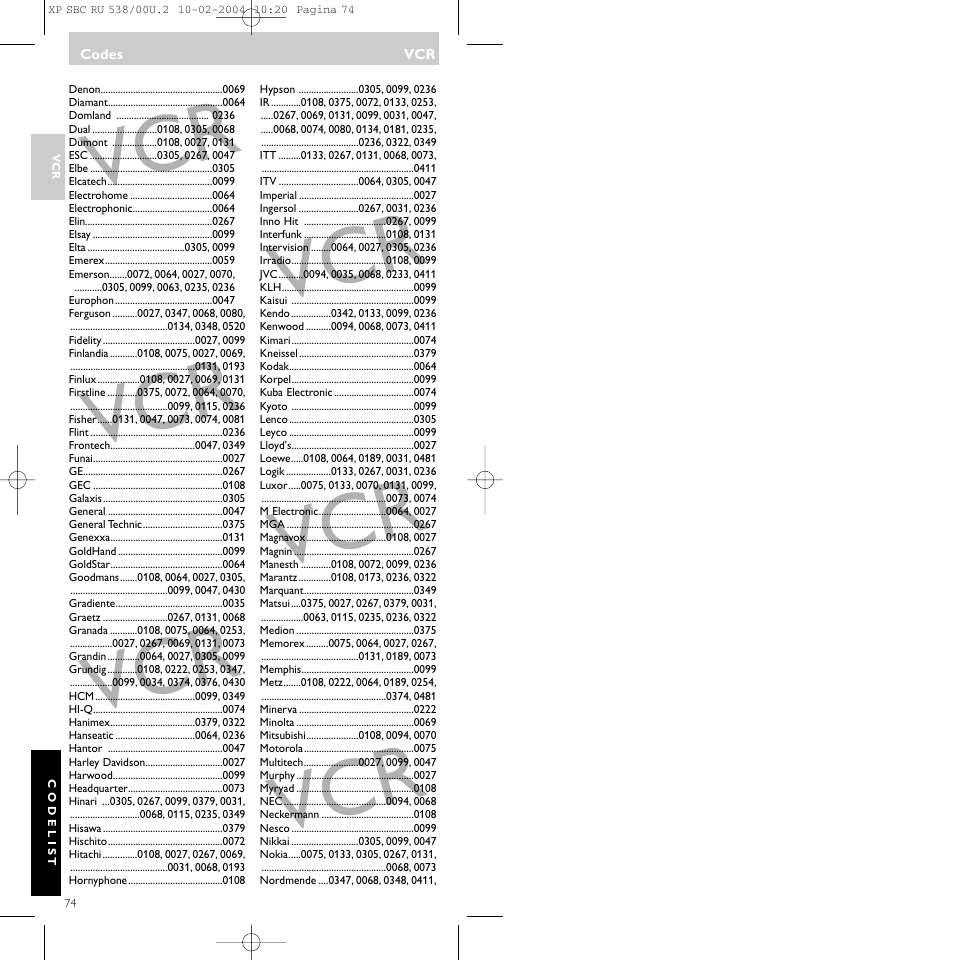 Philips SBC RU 538/00 User Manual | Page 74 / 78