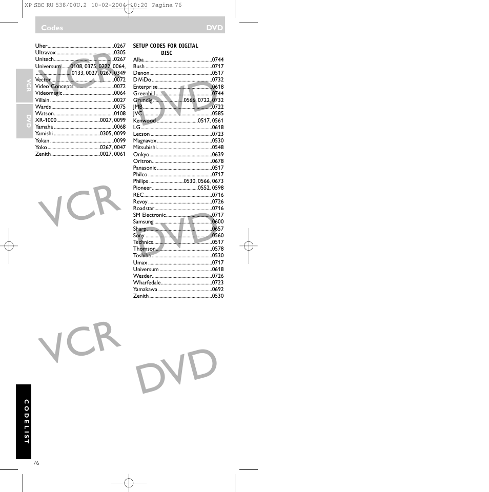 Philips SBC RU 538/00 User Manual | Page 76 / 78