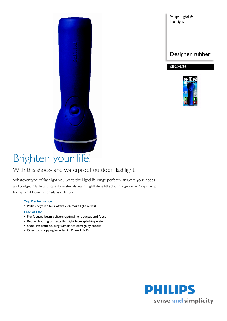 Philips LightLife SBCFL261 User Manual | 2 pages