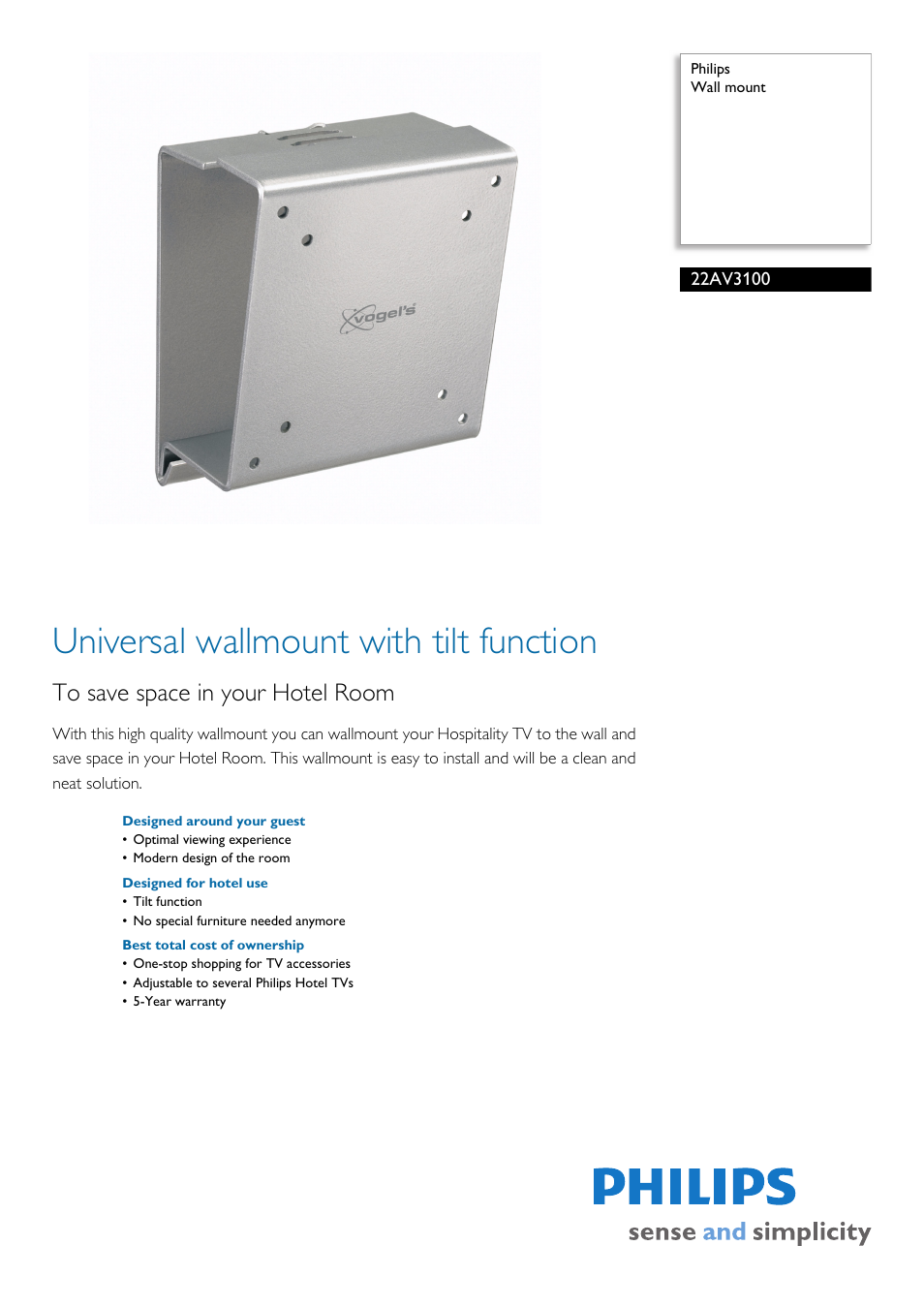 Philips 22AV3100 User Manual | 2 pages