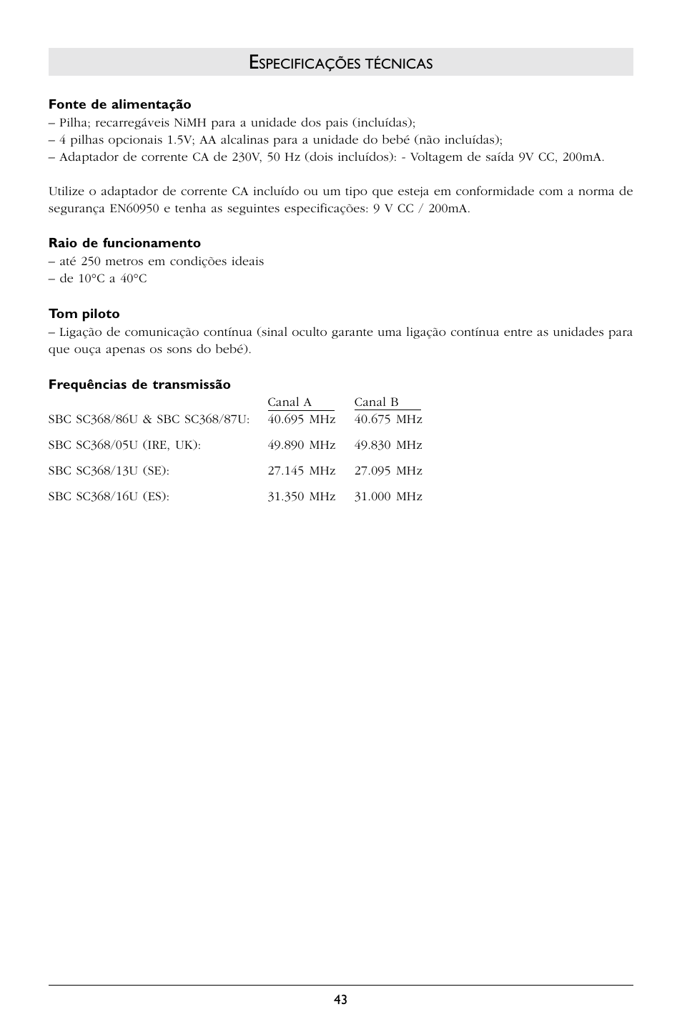 Philips BABY MONITOR SBC SC368 User Manual | Page 44 / 75