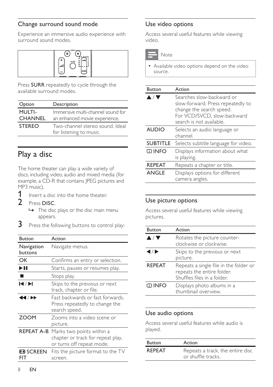 Play a disc | Philips HTS2500/94 User Manual | Page 10 / 21