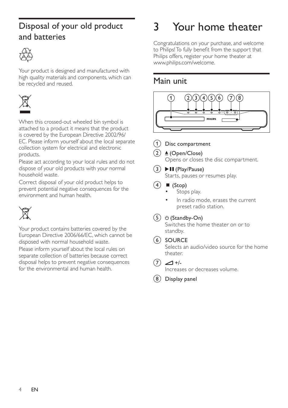 3 your home theater | Philips HTS2500/94 User Manual | Page 6 / 21