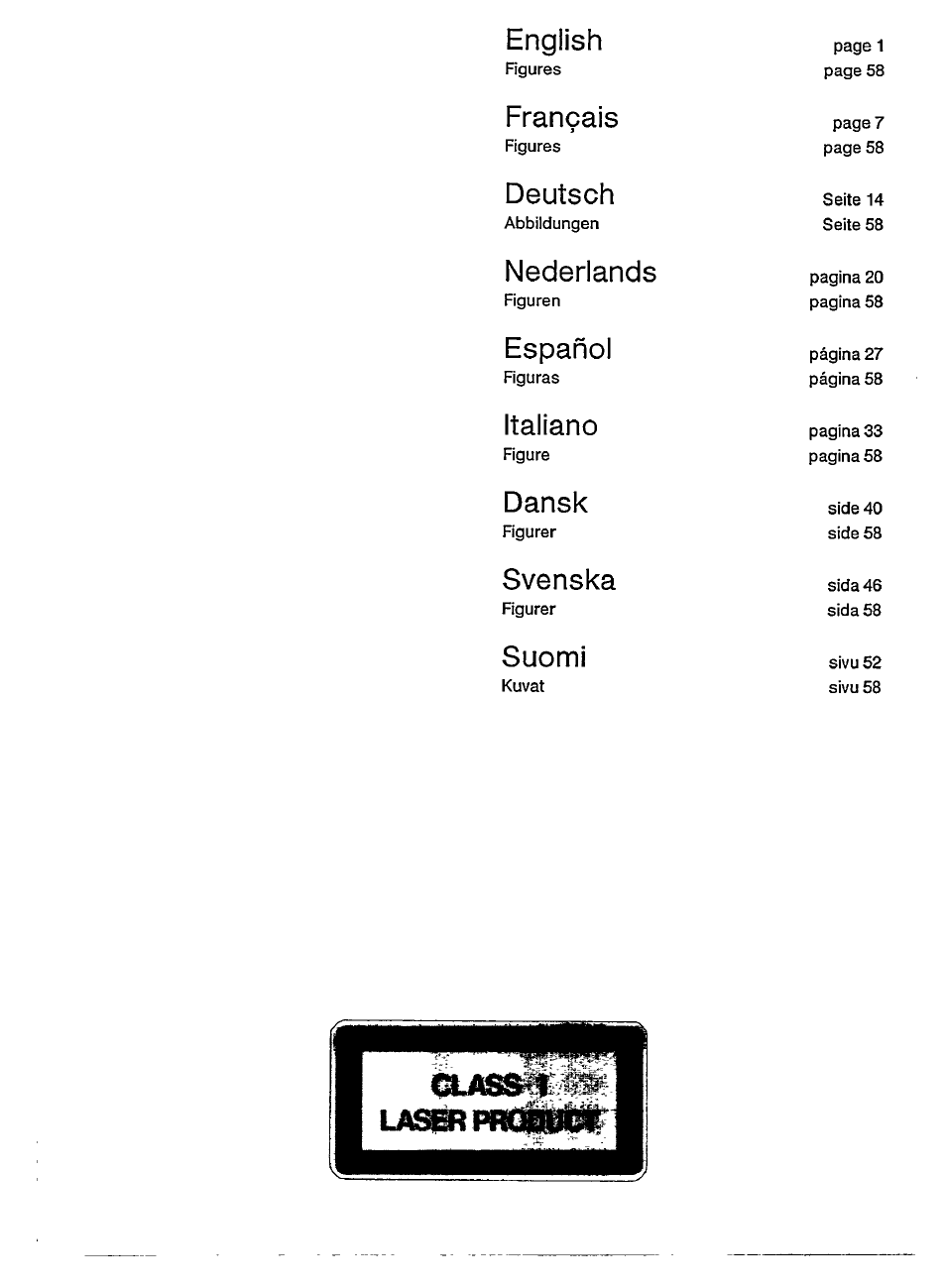 English, Français, Deutsch | Nederlands, Español, Italiano, Dansk, Svenska, Suomi | Philips CD 781 User Manual | Page 2 / 11