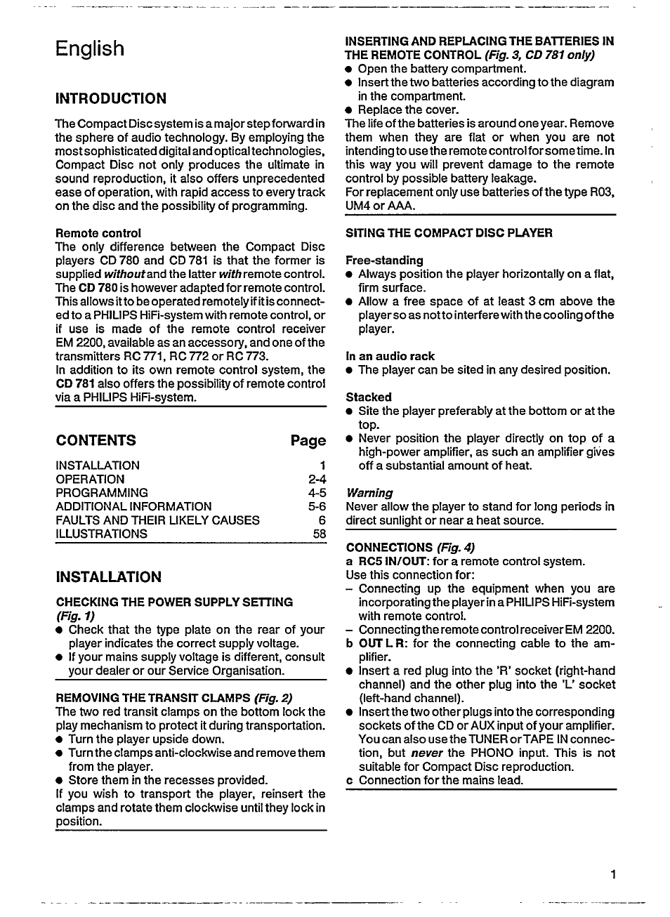 English | Philips CD 781 User Manual | Page 3 / 11