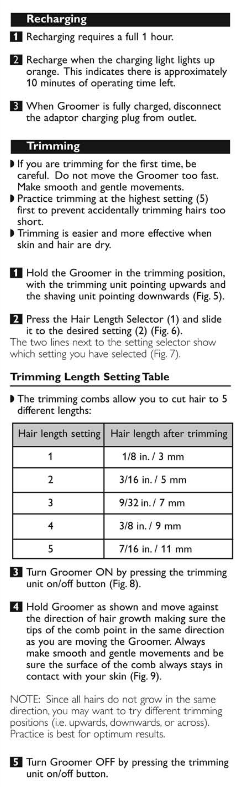 Trimming | Philips BG2040 User Manual | Page 6 / 11