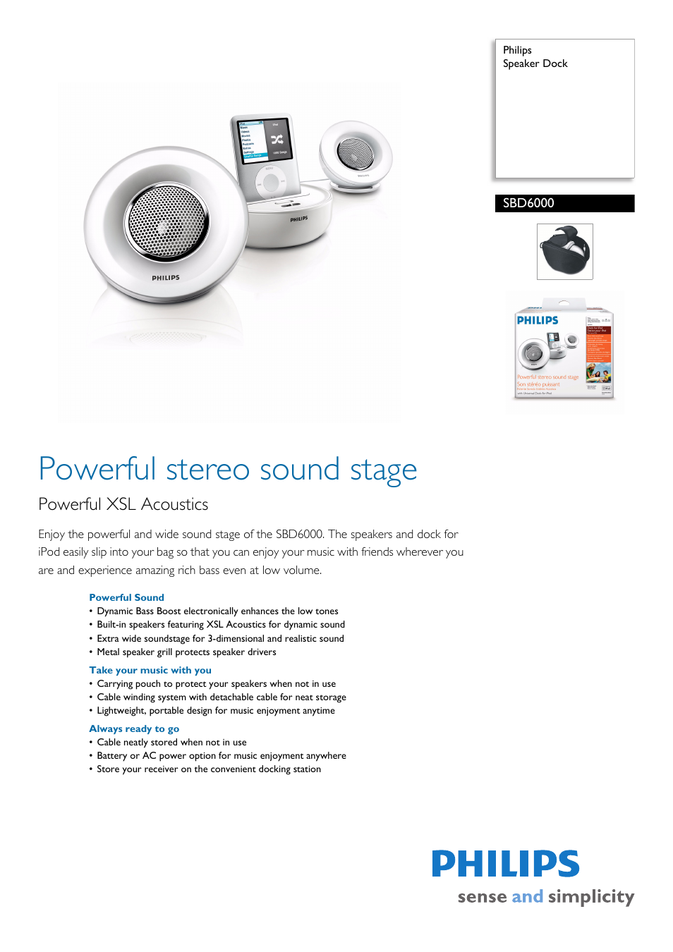 Philips SBD6000 User Manual | 2 pages