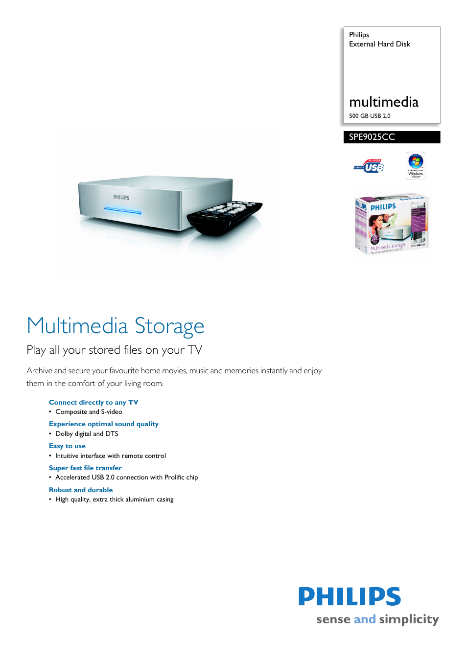 Philips SPE9025CC User Manual | 2 pages