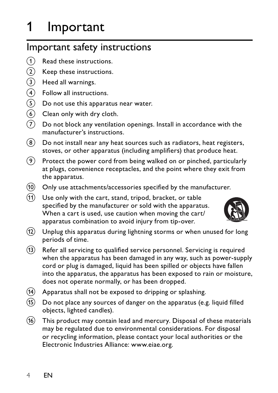 1 important, Important safety instructions | Philips PET744/12 User Manual | Page 3 / 20