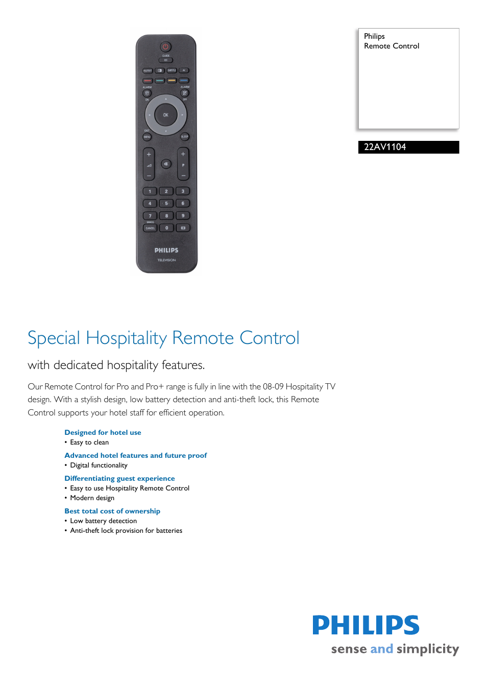 Philips 22AV1104 User Manual | 2 pages