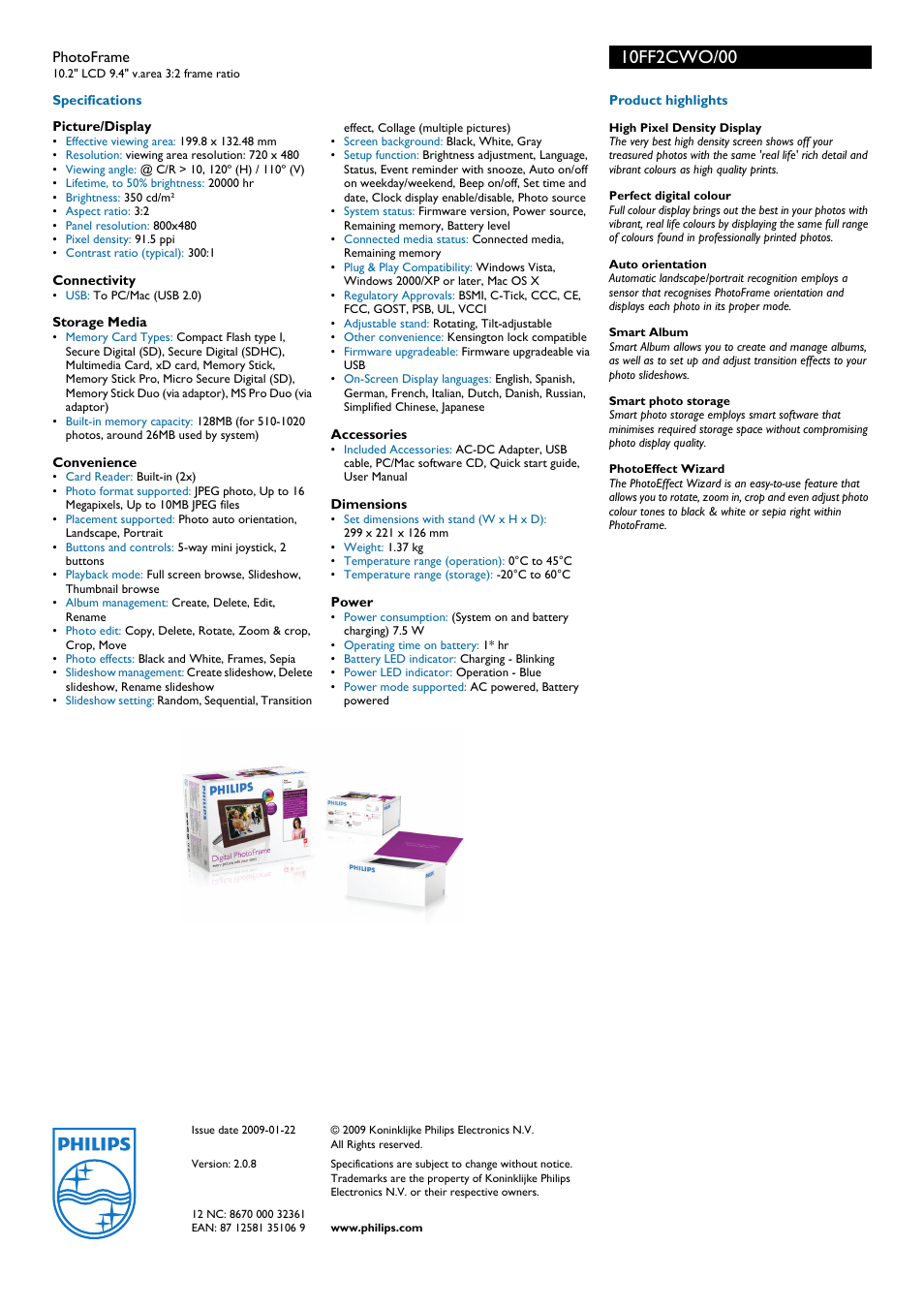 Philips 10FF2CWO User Manual | Page 2 / 2