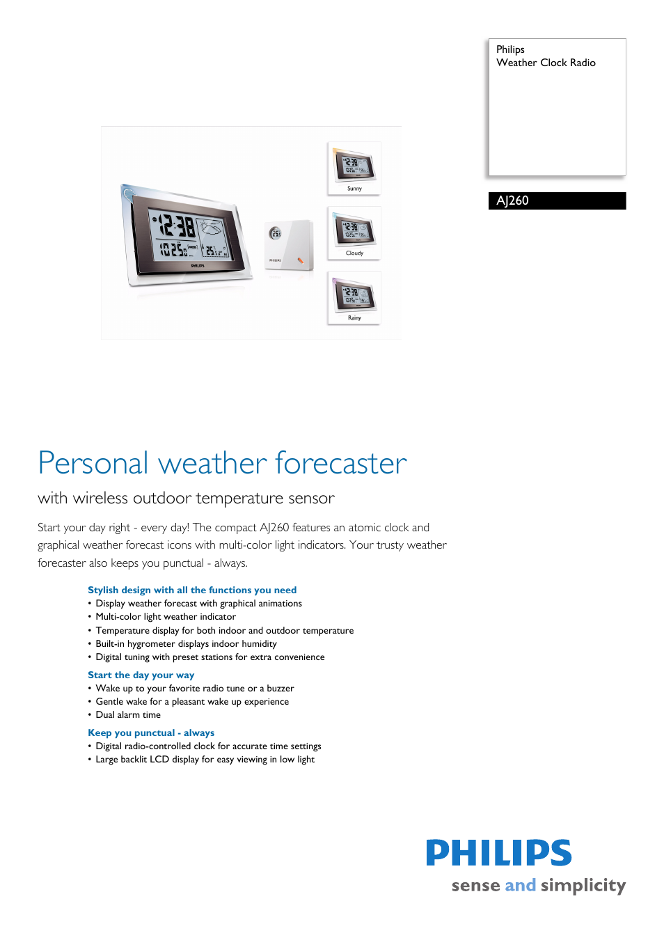 Philips AJ260/37 User Manual | 3 pages