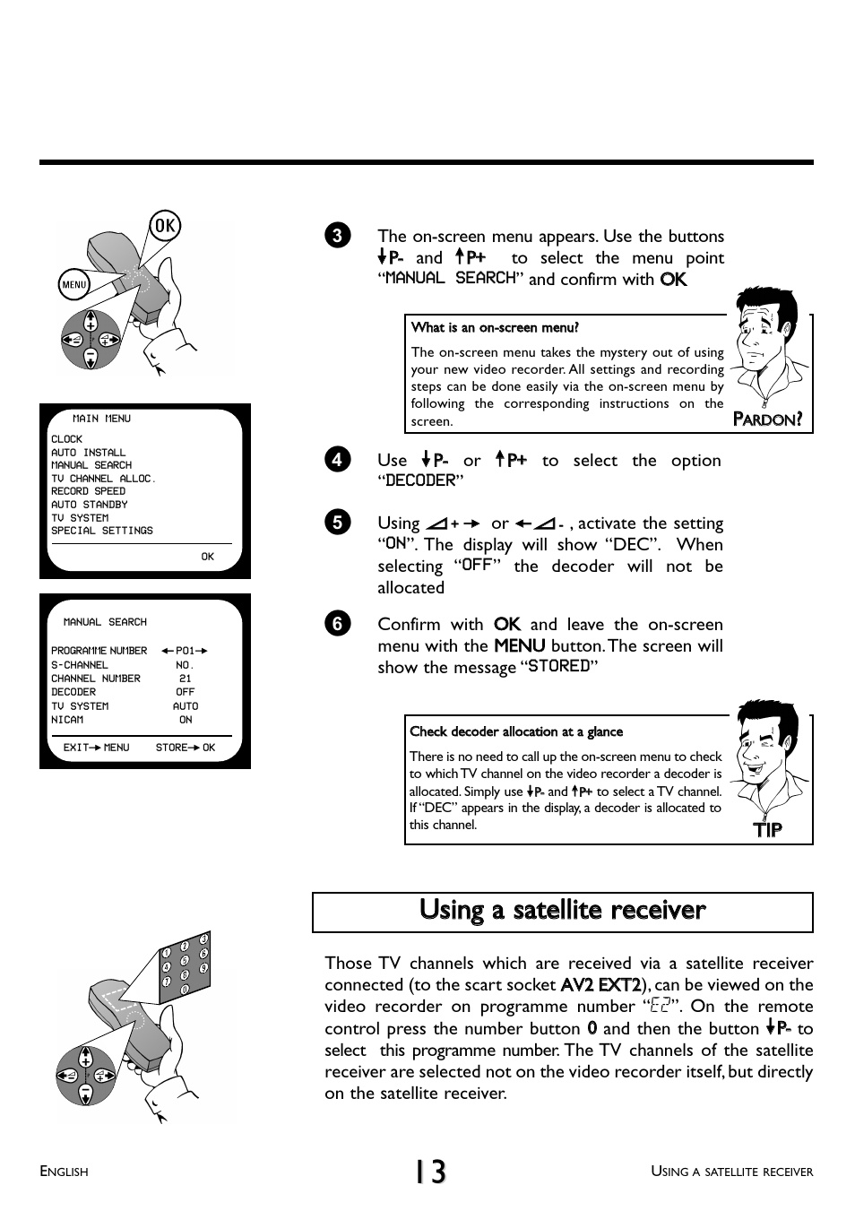 Using a satellite receiver, Ttiipp | Philips VR 510/07 User Manual | Page 13 / 48